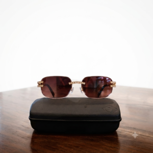 Rimless gold toned with embedded accents