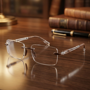 Rimless cat-eye eyeglass (silver)